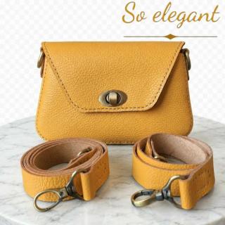 THE YELLOW MINI [fully handmade natural leather bag ]