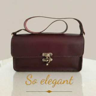THE 90's BURGUNDY [ fully handmade natural leather bag]