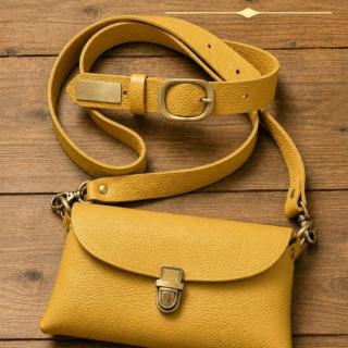 THE YELLOW STATEMENT MINI [fully handmade natural leather bag ]