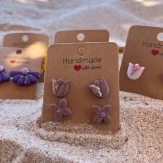 Handmade Tulip Clay Earrings – Colorful Floral Studs