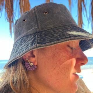 Handmade Daisy Fan Polymer Clay Earrings with Glitter – Summer Collection (Copy) (Copy)