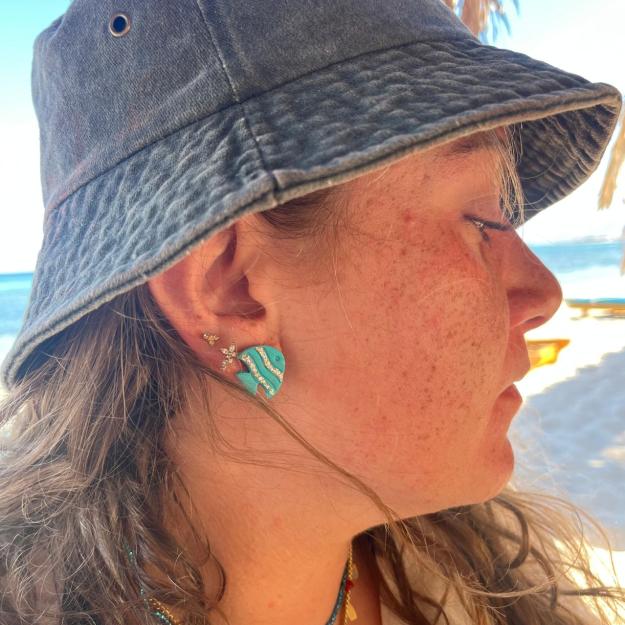 Handmade Polymer Clay Sea Earrings – Stainless Steel Studs 1 Handmade Polymer Clay Sea Earrings – Stainless Steel Studs