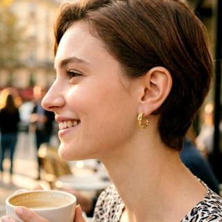 Gold plated raw C- hoops earrings