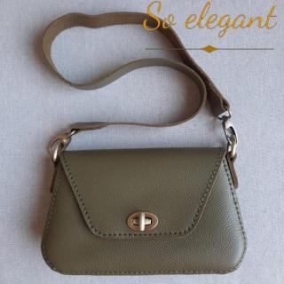 THE OLIVE GREEN MINI [ fully handmade natural leather bag ]