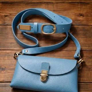 THE BLUE STATEMENT MINI [FULLY HANDMADE NATURAL LEATHER BAG]