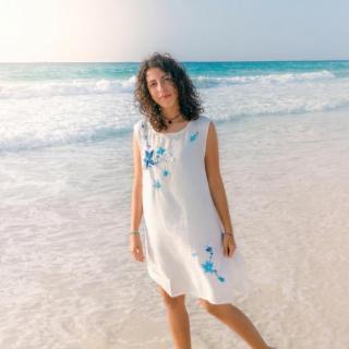 Floral White Linen Dress