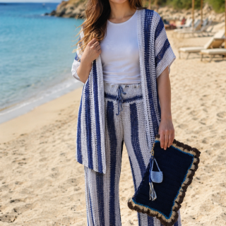 Crochet stripped suit