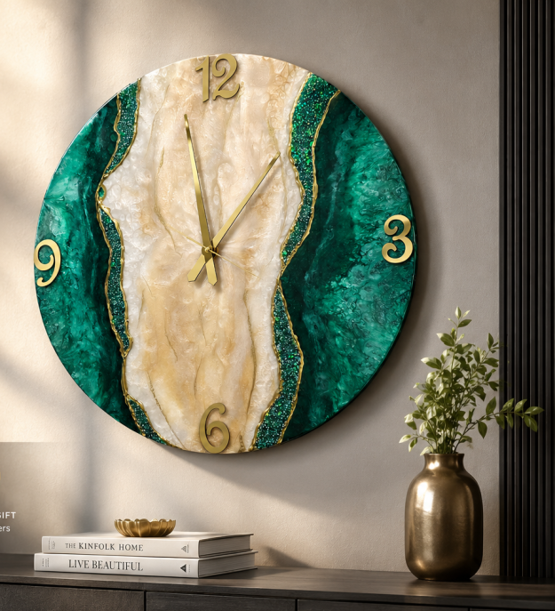 Green Agate Wall Oclock .. 60 cm 1 Green Agate Wall Oclock .. 60 cm