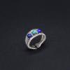 Silver ring with Lapis lazuli and turquoise gemstones.