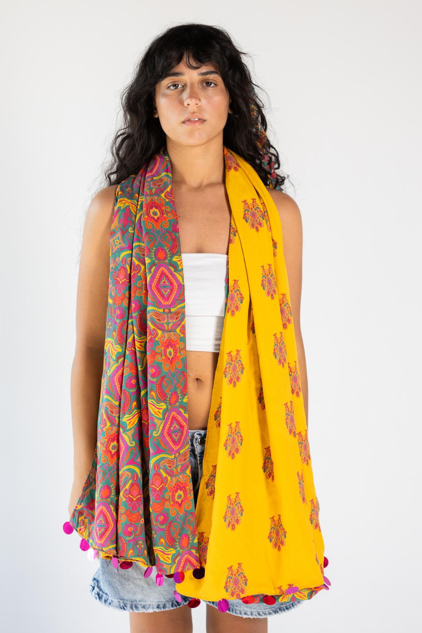 Ciel Et Miel Reversible Cotton Scarf 2 0E8A6972 scaled