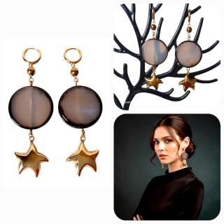 MessoCraft Black Gold Star Earrings