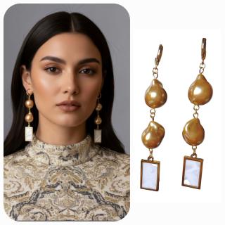 MessoCraft Oxide Majorica Shell Earrings