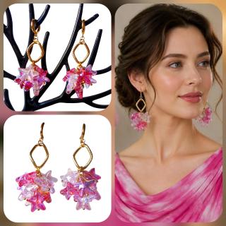 MessoCraft Fuschia | White Stars Earrings
