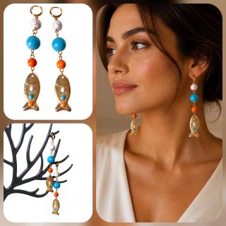 MessoCraft Turquoise | golden fish Earrings