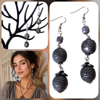 MessoCraft Dark Silver Bohemian Earrings