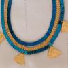 Blue & gold hematite 3 layers with gold plated pyramids