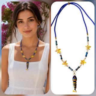 MessoCraft Blue | Yellow Fish Necklace