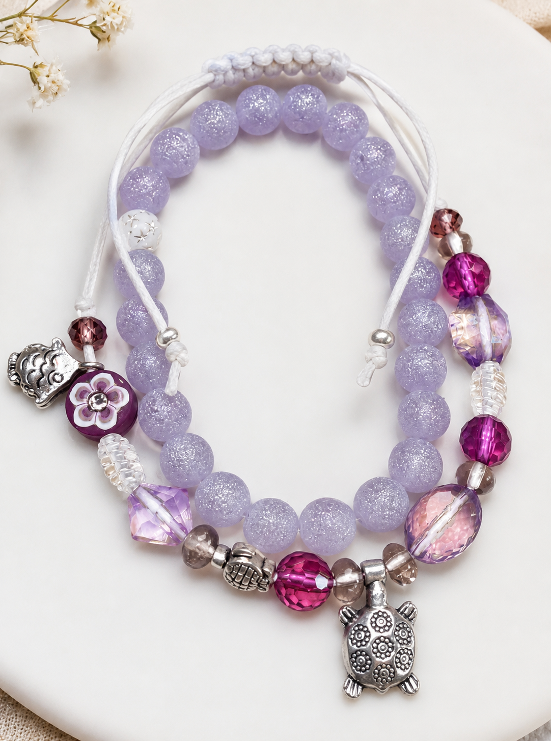 Ribbon purple glass beads necklace, bracelets set 3 3C312AEB ECA6 4F31 B00A 5789FED115CB
