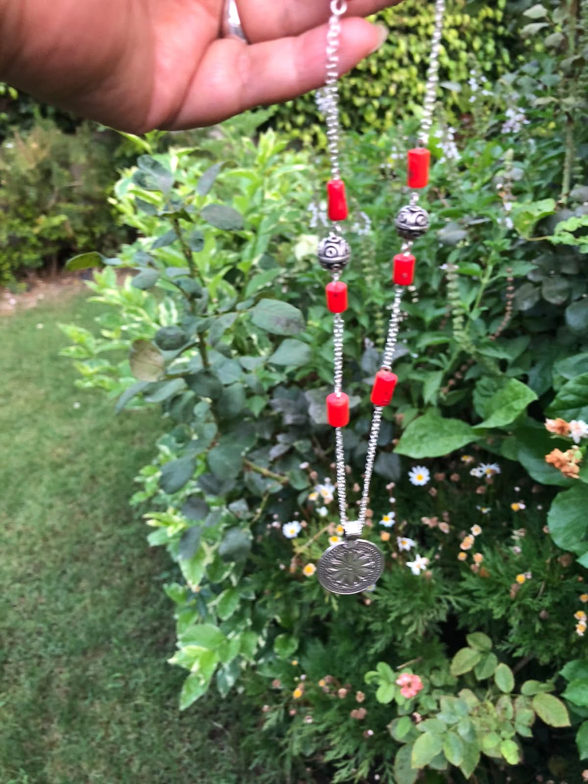 925 silver necklace with natural red coral 3 60295525 A937 4CCC BA4F DE4568C80938