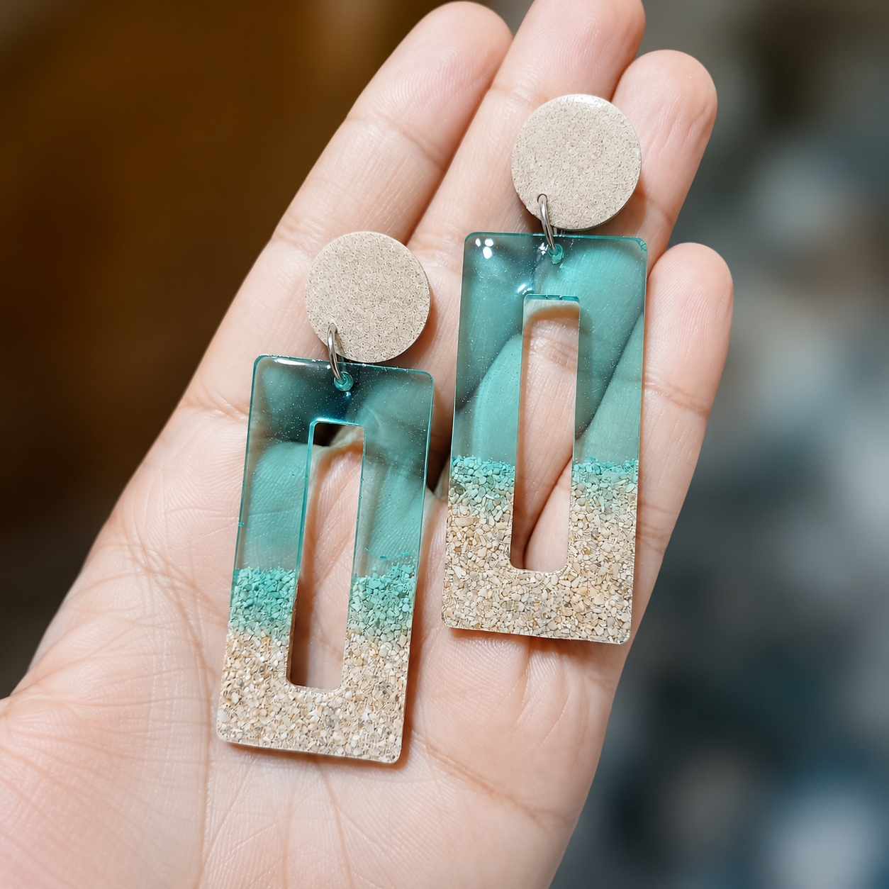 Beach Waves Rectangle Drop Earrings 2 resin earrings