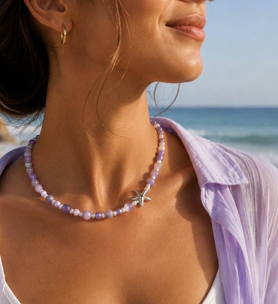 Starfish, lavender jade, purple jasper necklaces collection, sold individually 3 6DD2118E 75AA 469C B9B4 DF98BC8E5E2A