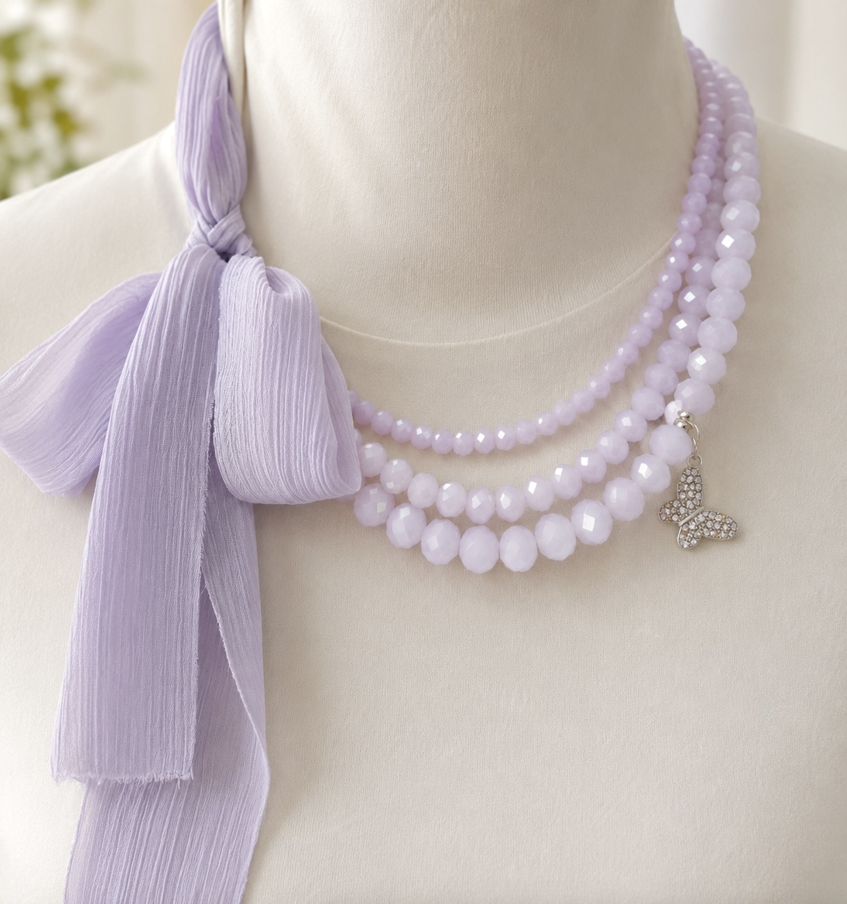 Ribbon purple glass beads necklace, bracelets set 4 A91723C6 3CB3 4F0C 8B6A 8F5F60C22ADC