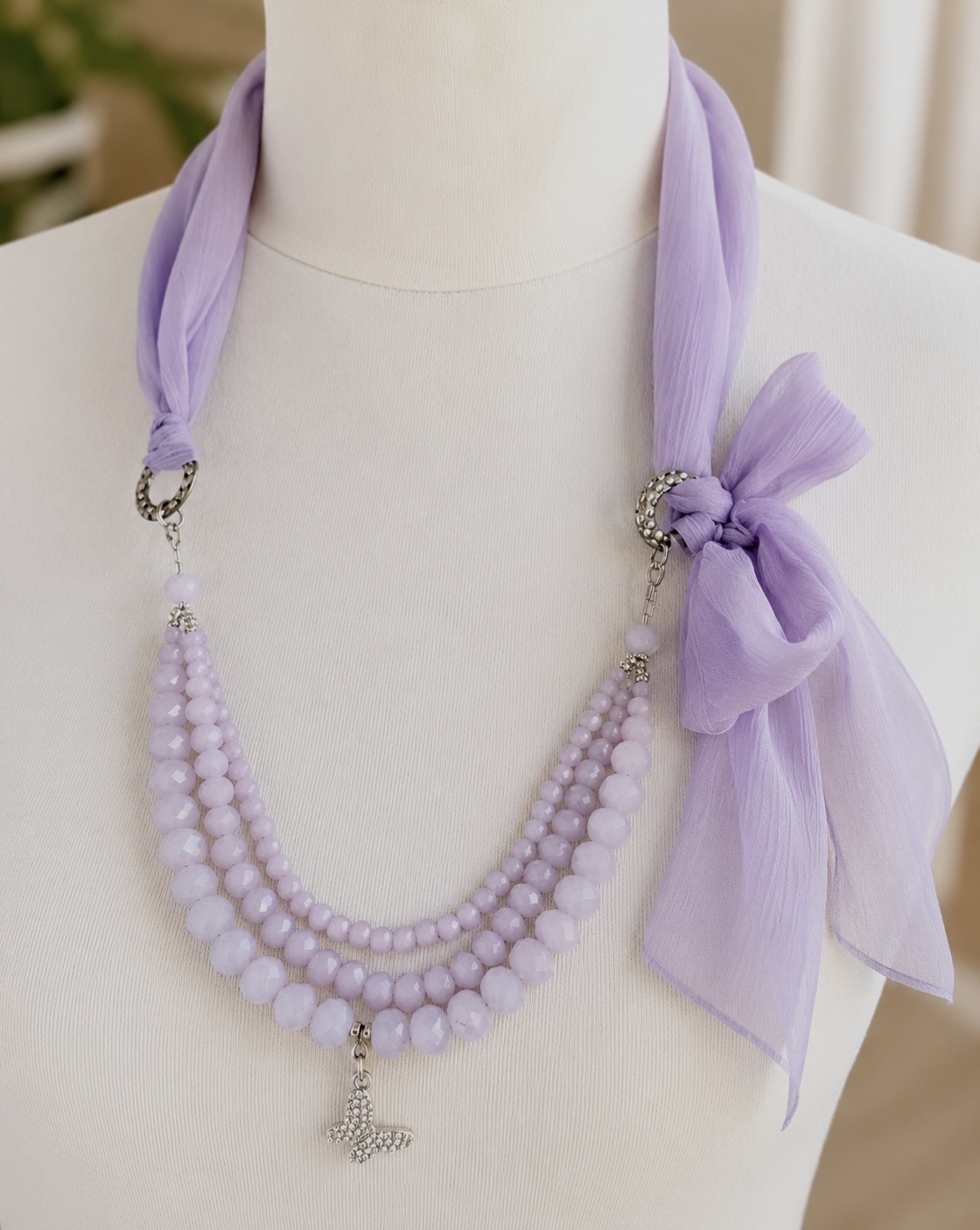 Ribbon purple glass beads necklace, bracelets set 7 BA4163D4 F95C 4C1B B6F6 AE072A59458B