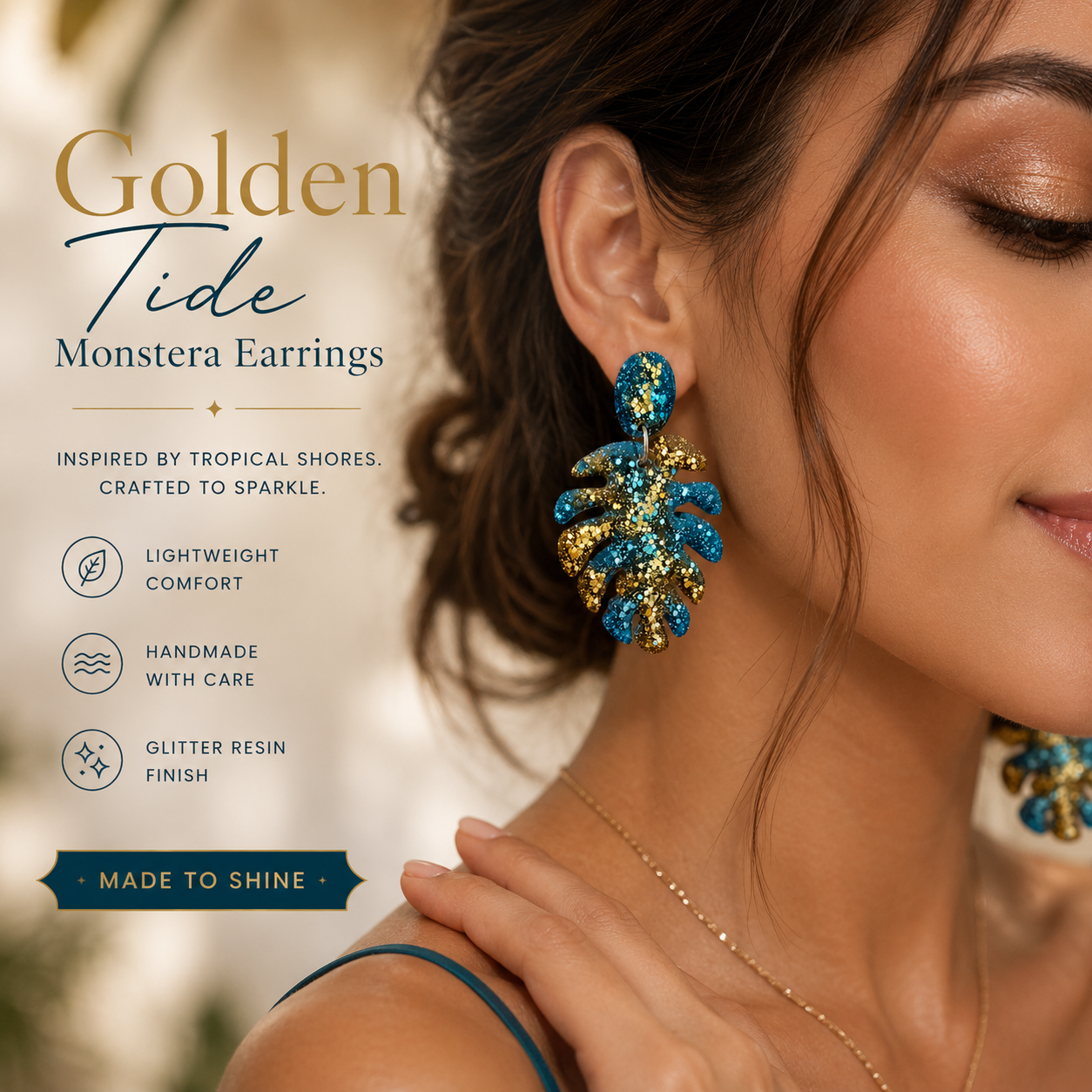 Golden Tide Monstera Resin Earrings 2 ChatGPT Image Jul 21 2026 09 14 59 AM