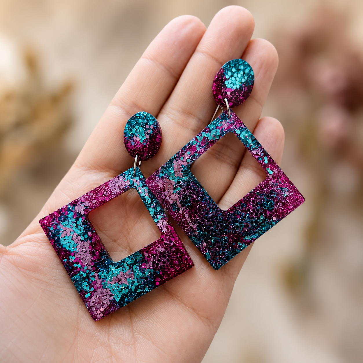 Galaxy Prism Square Resin Earrings 2 ChatGPT Image Jul 21 2026 09 42 03 AM