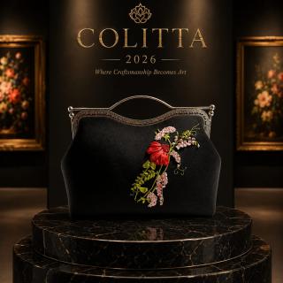 French Velvet Embroidered with Satin Ribbons & French Thread