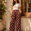 Brown polka dots pants