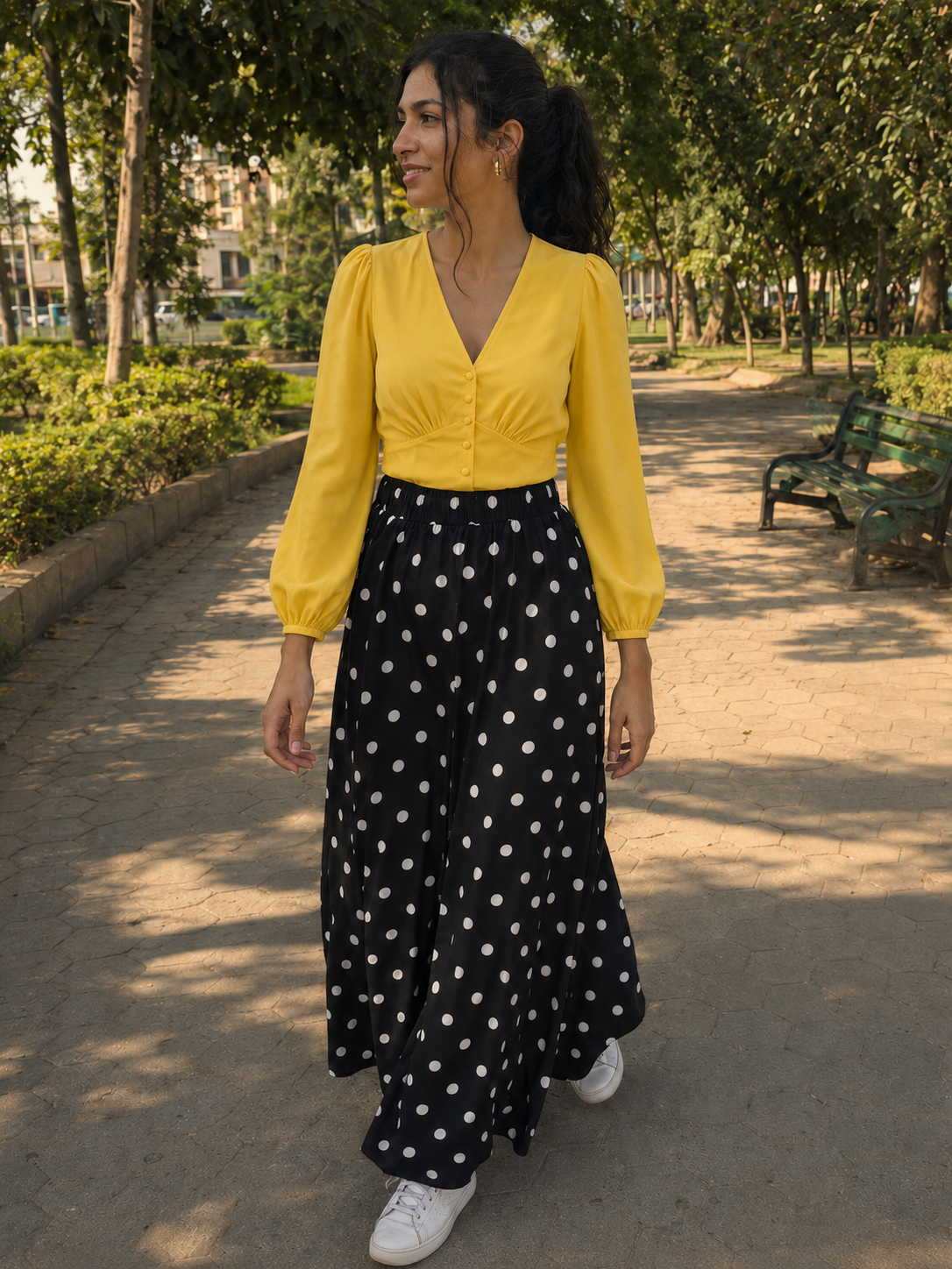 Black skirt with white polka dots 1 Black skirt with white polka dots