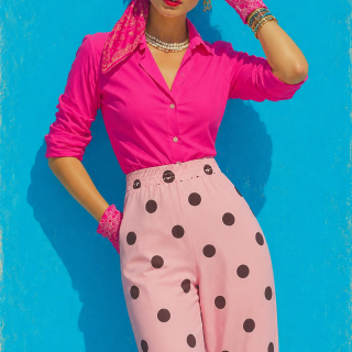 Polka dots pink pants