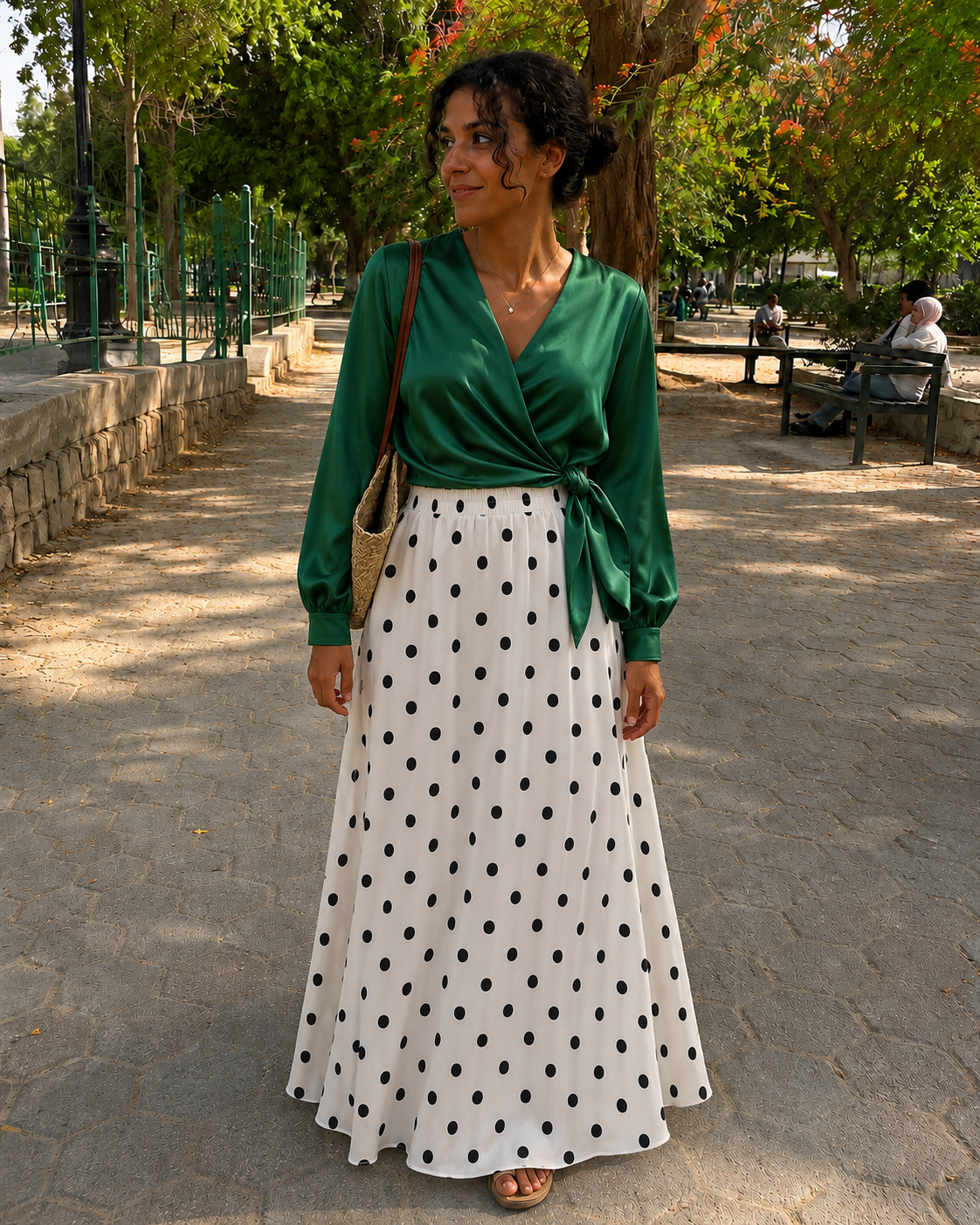 White skirt with black polka dots 1 White skirt with black polka dots