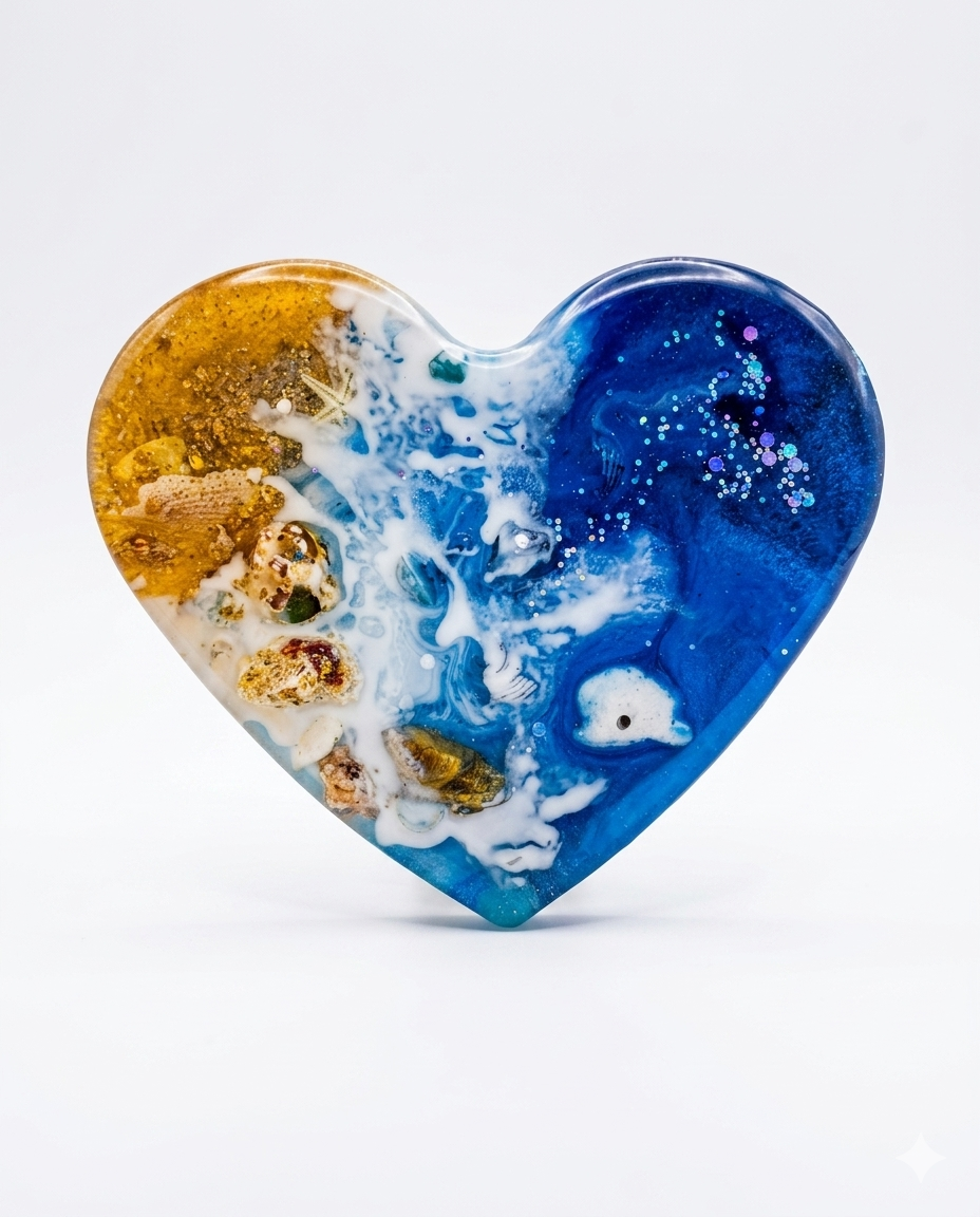 Heart-Shaped Resin Ocean Coaster (14cm) 3 IMG 8375