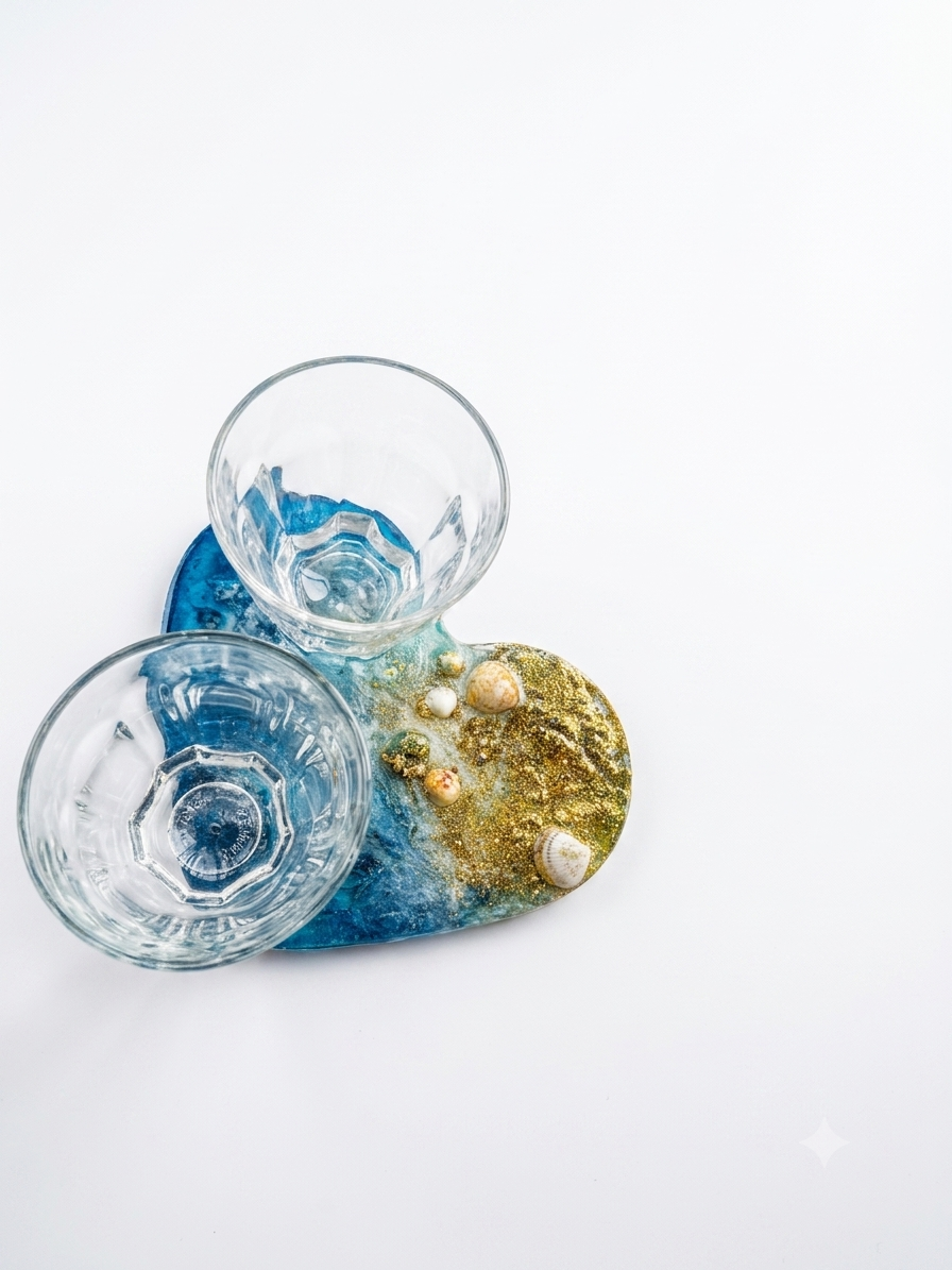 Heart-Shaped Resin Ocean Coaster (14cm) 4 IMG 8777