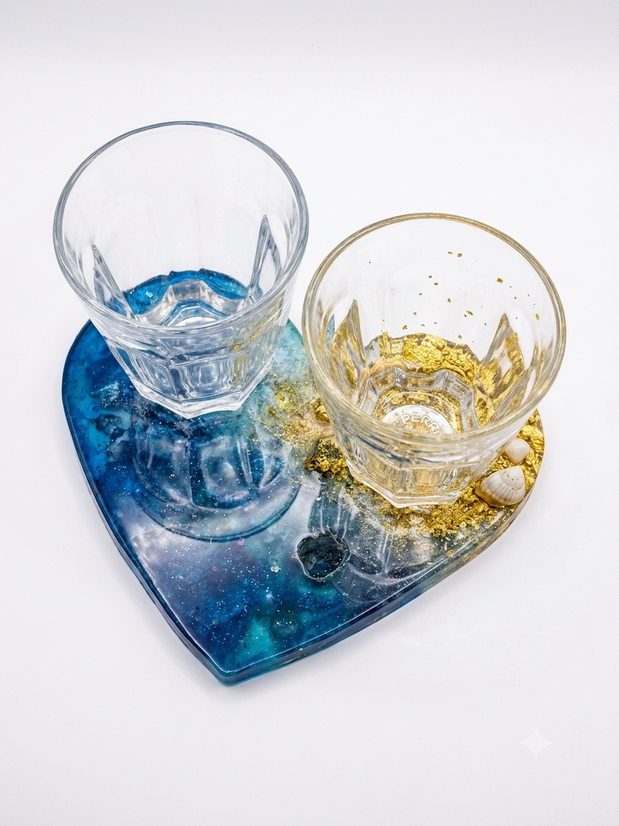 Heart-Shaped Resin Ocean Coaster (14cm) 2 IMG 8780