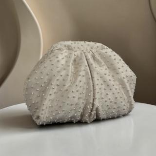 Sparkling light beige small pouch