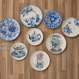 Blue tea cup (wall plates)