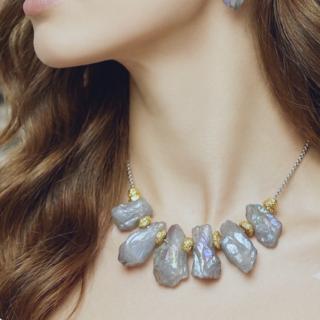 New Arrivals 94 سلسلة. قصيرة من الأحجار الطبيعية وسلسلة طلا فضة