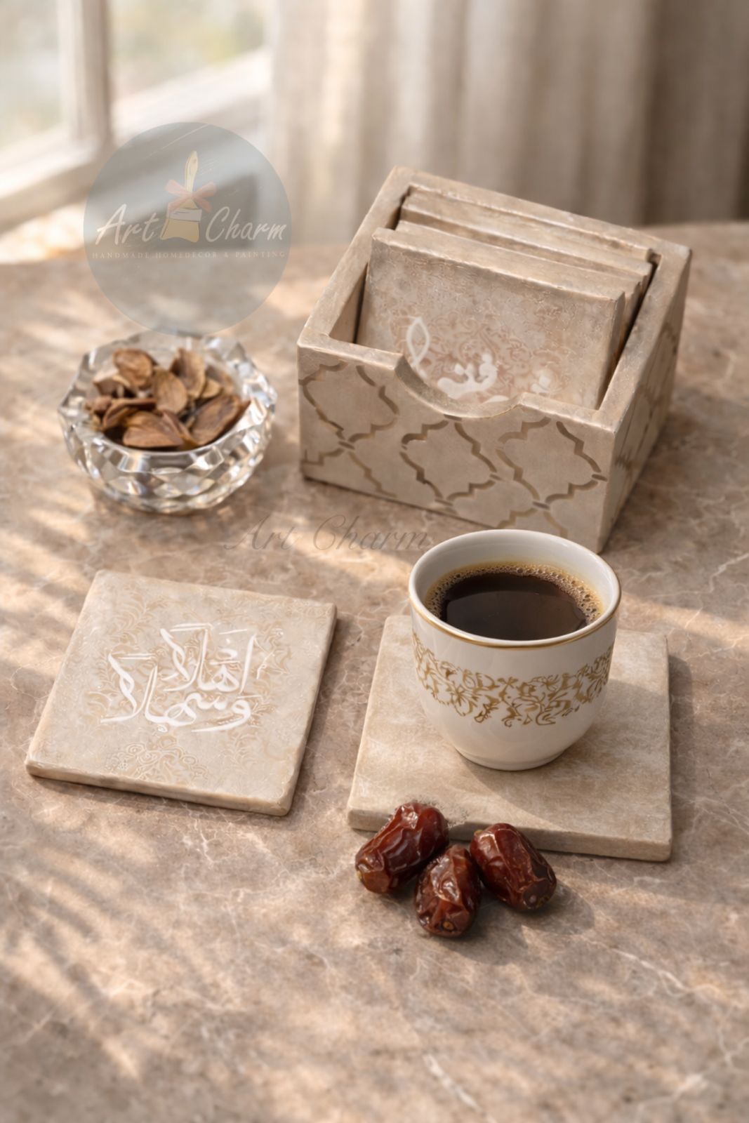 handmade coasters set in arabian style 6 WhatsApp Image 2026 07 07 at 1.48.00 PM
