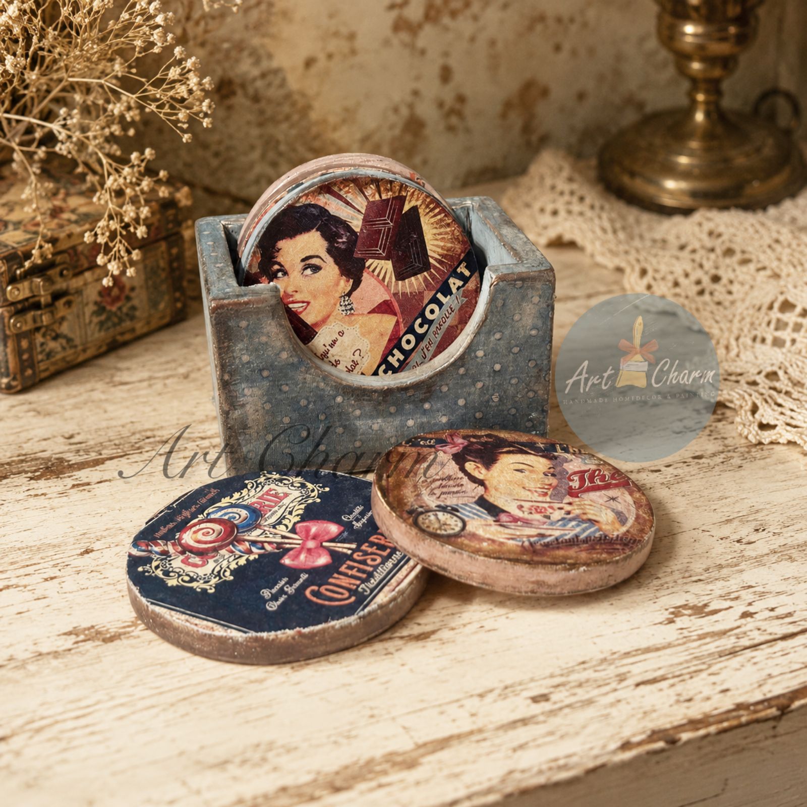 handmade vintage style coasters 1 vintage style coasters