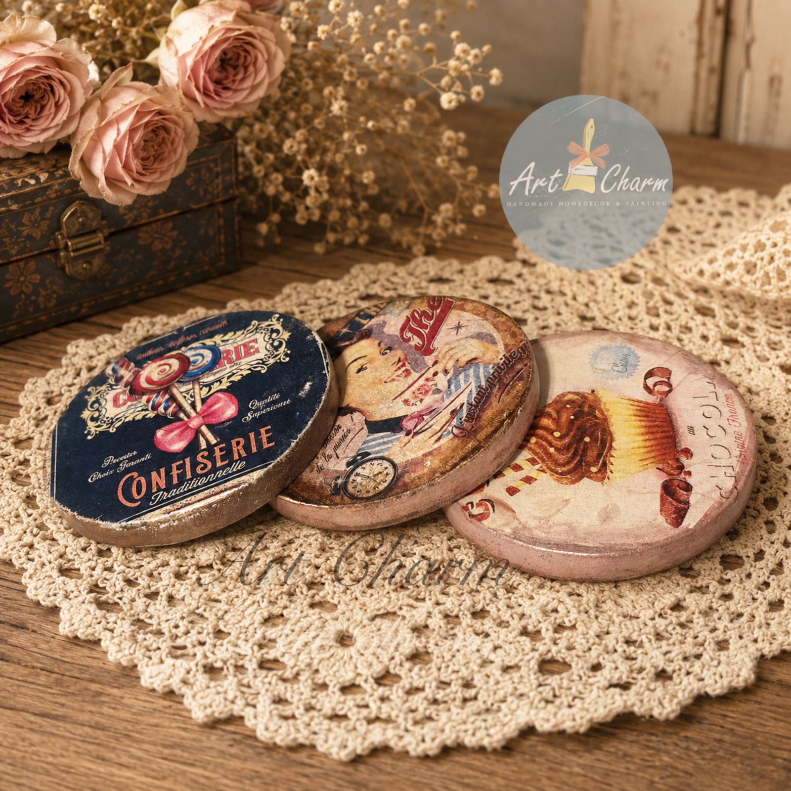 handmade vintage style coasters 5 vintage coasters