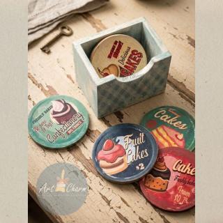 vintage cake colorful unique coasters set