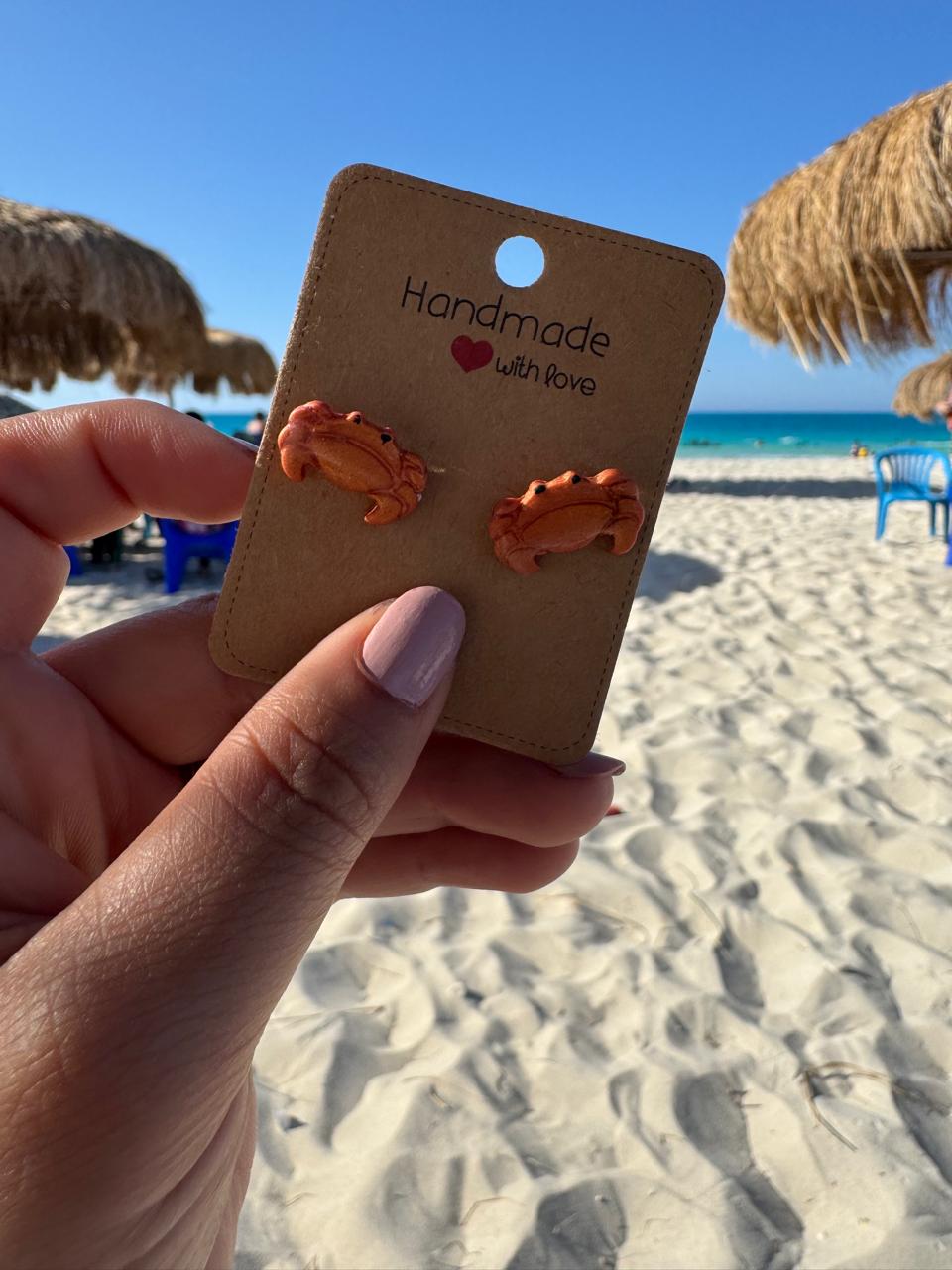 Orange Crab Polymer Clay Earrings – Summer Beach Style 3 crab