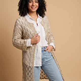 Crochet long cardigan