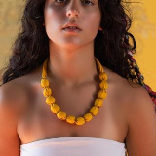 Miel Fabric Beaded Knotted Necklace