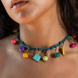 Turquoise Sandy Ocean Cord Necklace