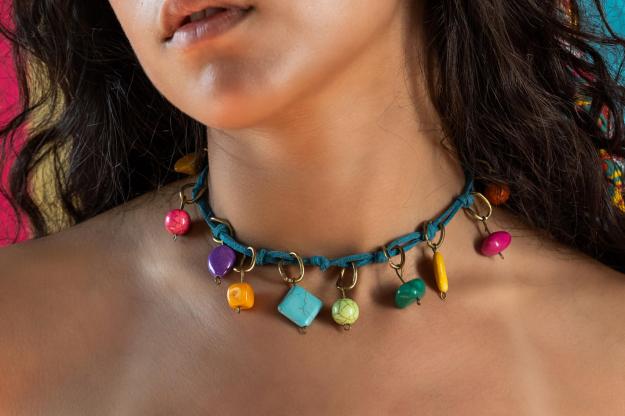 Turquoise Sandy Ocean Cord Necklace 1 Turquoise Sandy Ocean Cord Necklace