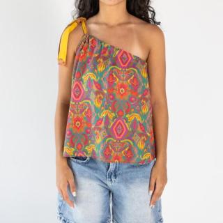 Ciel Et Miel One Shoulder Cotton Top